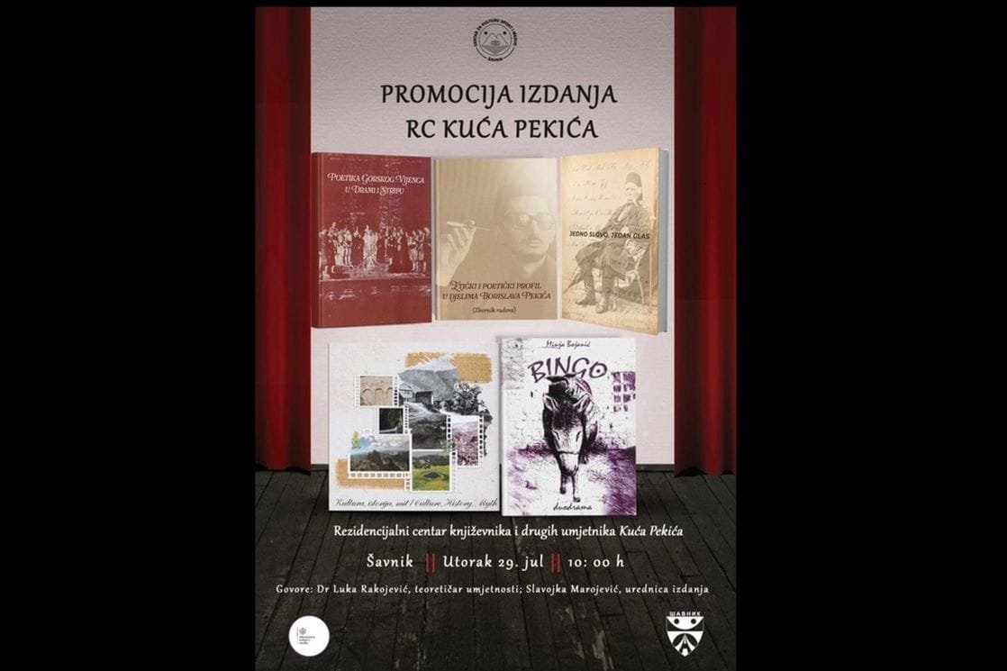Šavnik: U Kući Pekića u utorak promocija pet knjiga