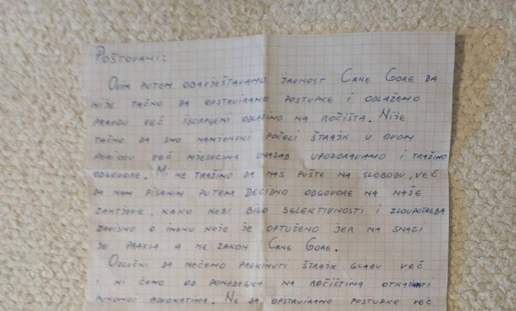 Pritvorenici koji štrajkuju glađu upozoravaju: Od ponedjeljka i mi opozivamo ponomoćje advokatima