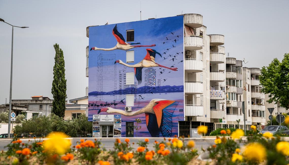 Mural flamingosa predstavlja simbol Ulcinske solane i Ulcinja