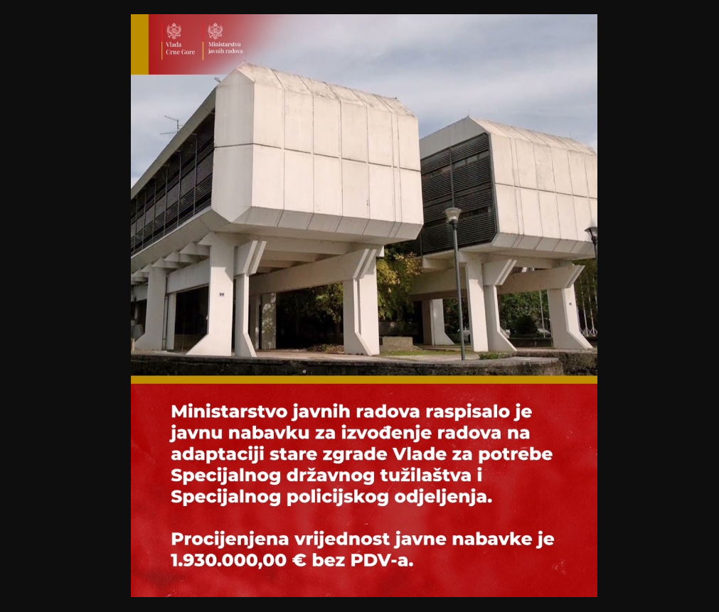 Prvi korak ka adaptaciji stare zgrade Vlade, buduće kancelarije specijalnog tužilaštva i policije