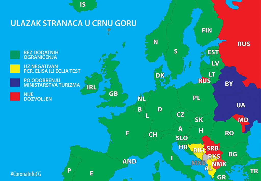Građani Srbije i Sjeverne Makedonije ne mogu u Crnu Goru