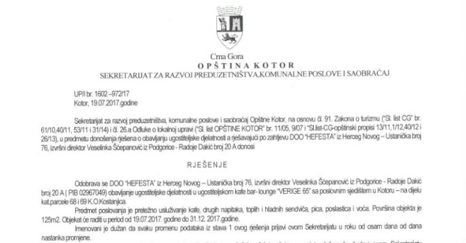 Restoran "Verige 65" dobio Rješenje za rad: Krivična prijava protiv Jokića