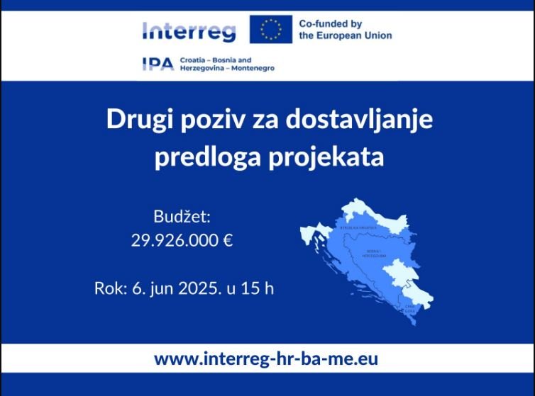 Drugi poziv za projekte programa Interreg IPA Hrvatska – BiH – Crna Gora 2021-2027