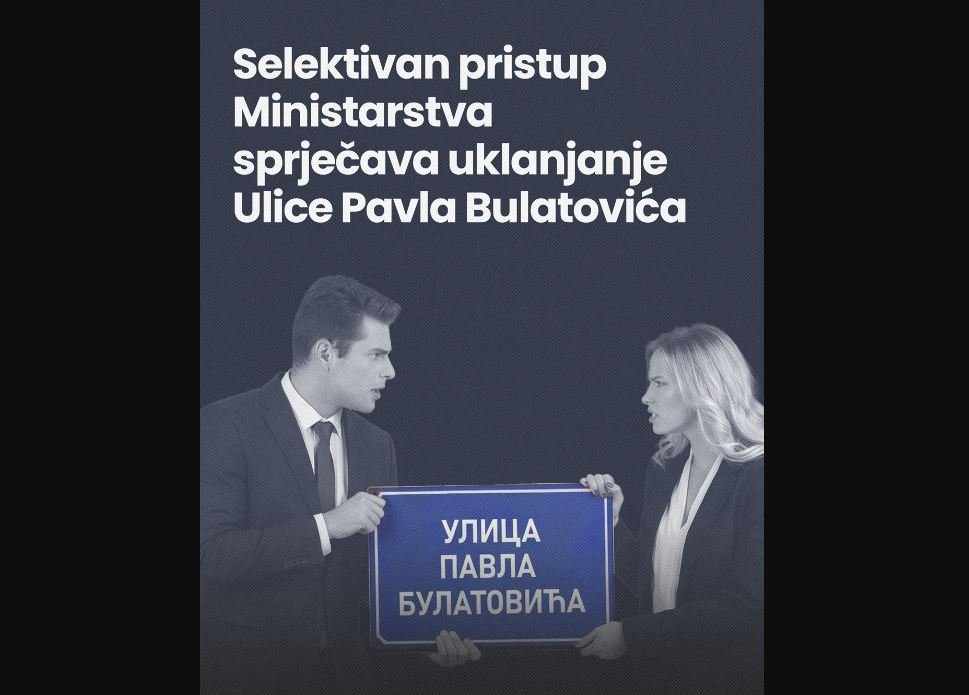 CGO, HRA i Bajrović: Pozivamo Ministarstvo da djeluje dosljedno i naloži uklanjanje Ulice Pavla Bulatovića