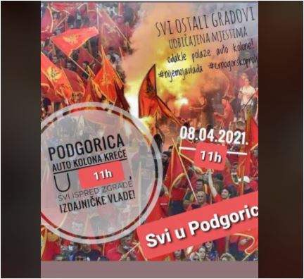 Poziv za dolazak u Podgoricu: "Svi sjutra ispred zgrade izdajničke Vlade"