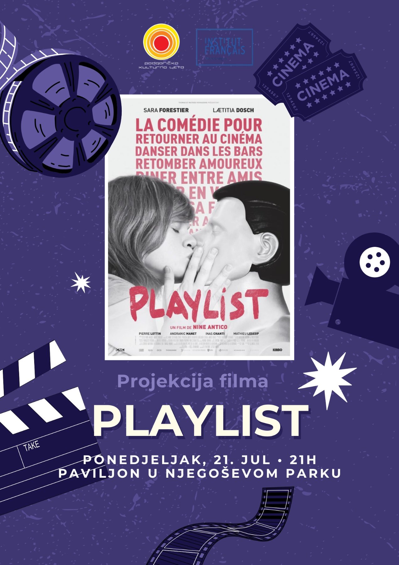 Projekcija filma Playlist u Paviljonu u Njegoševom parku