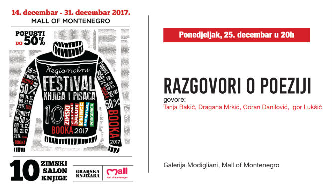 Veče poezije u ponedjeljak: Čitaće Lukšić, Danilović, Bakić i Mrkić