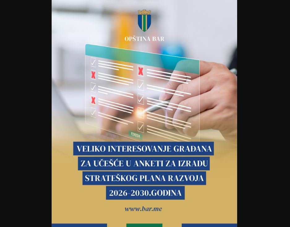 Građani Bara učešćem u anketi prepoznali prioritete za Strateški plan razvoja 2026–2030.