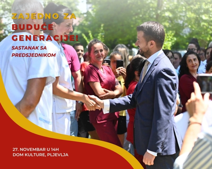 Milatović danas sa građanima Pljevalja