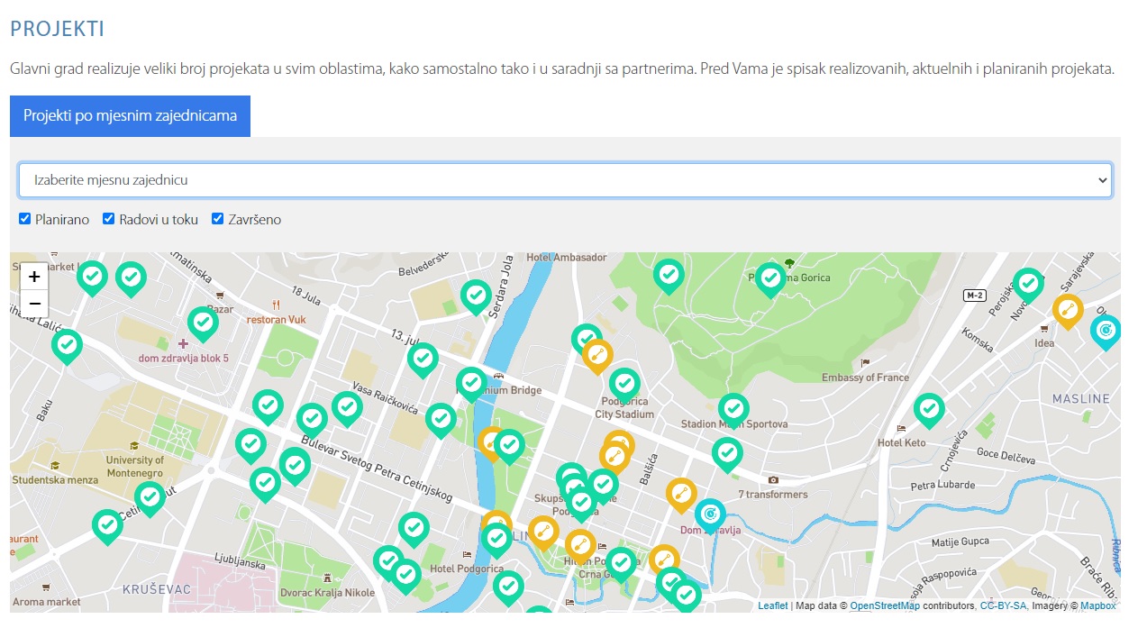 Projekti Glavnog grada dostupni na interaktivnoj mapi