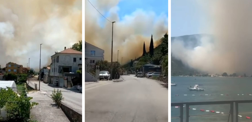 Veliki požar iznad Herceg Novog, jedan krak se približio stambenim objektima