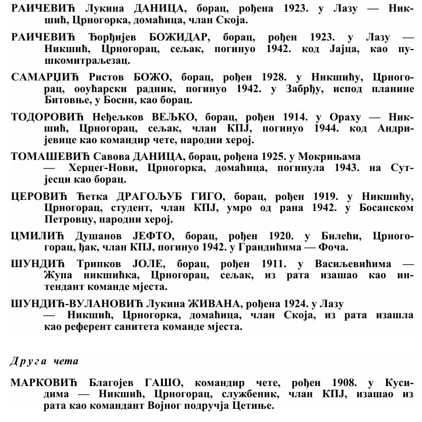  Prvi stroj brigade: 925 borkinja i boraca, od čega — oko dvije trećina mlađi od 30 godina; svaki peti borac bila je žena; a njih 341 članovi Komunističke partije. Faksimil iz zvaničnog spiska boraca 5. crnogorske