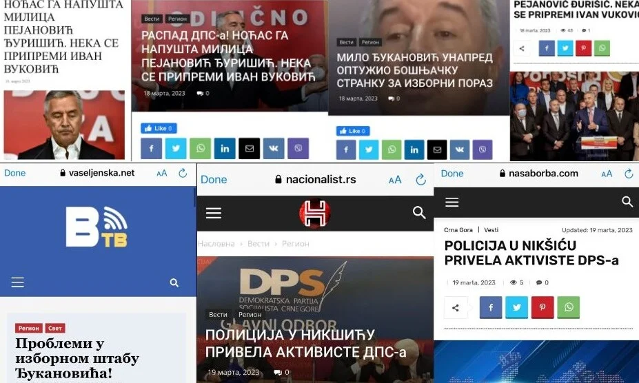 DFC: Lažne vijesti na srpskim portalima - Tabloidno prebijanje Vukovića, privođenje aktivista DPS-a…