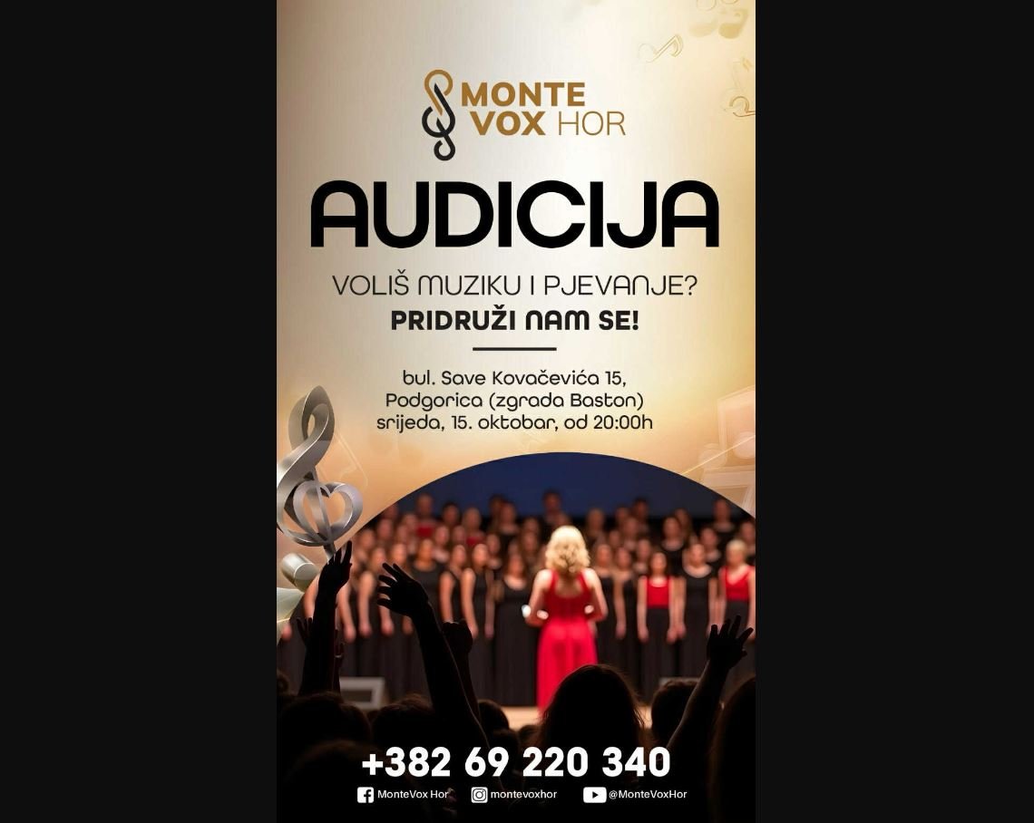 Montevox unio ritam i emociju na Podgorički trg – u srijedu audicija za nove članove