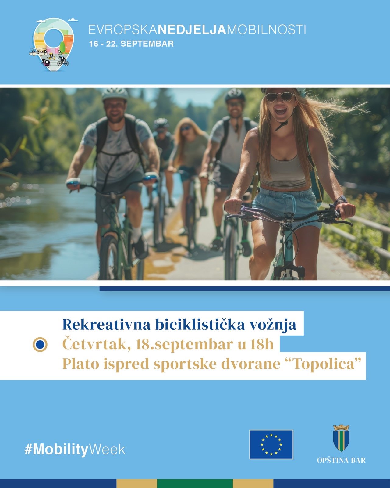 Opština Bar: Rekreativna biciklistička vožnja i nagradna igra povodom Evropske nedjelje održive urbane mobilnosti