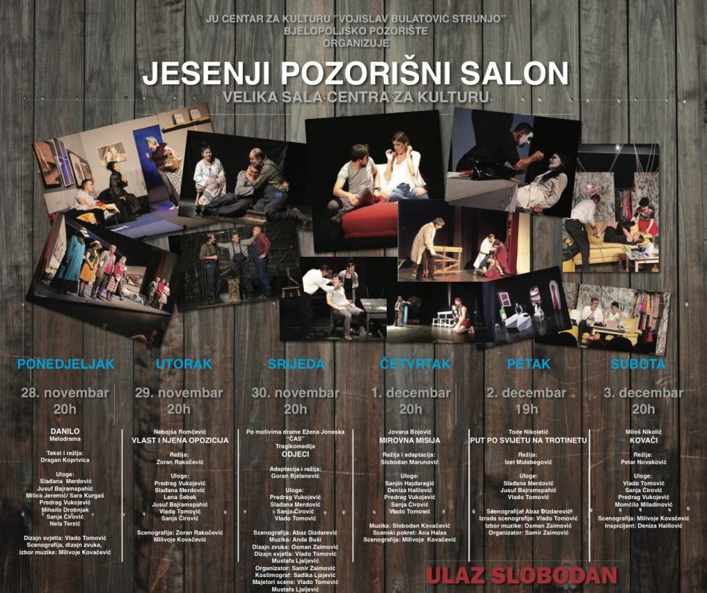 Jesenji pozorišni salon u Bijelom Polju od 28. novembra do 3. decembra