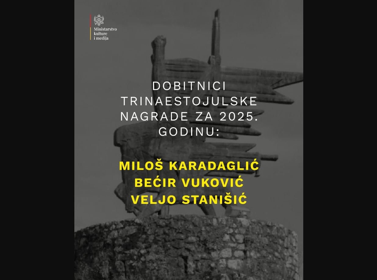 MKM: Čestitamo dobitnicima Trinaestojulske nagrade na izuzetnom doprinosu crnogorskoj kulturi i umjetnosti
