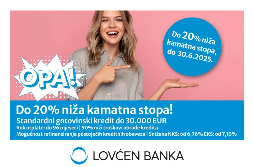 Do 20 odsto niža kamatna stopa na gotovinski kredit!