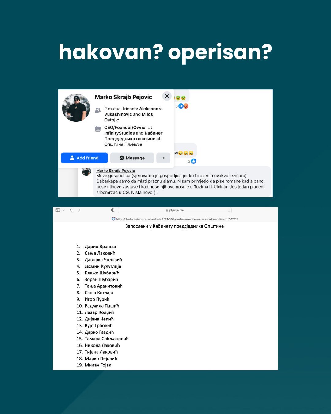 CGO: Zapošljeni u kabinetu Daria Vraneša u nedostatku argumenata odgovaraju mizoginijom i etiketiranjem koleginice