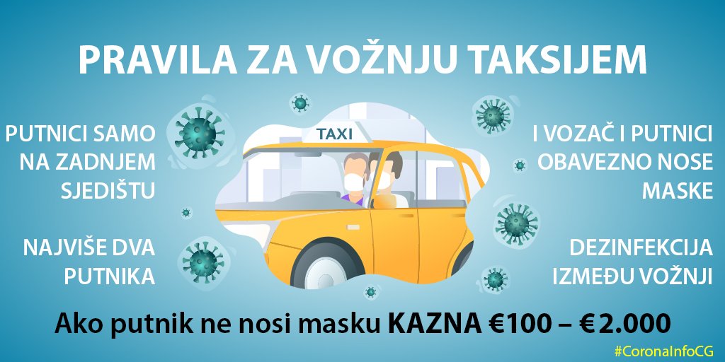 Ako putnik ne nosi masku u taksi vozilu kazna do 2000 eura