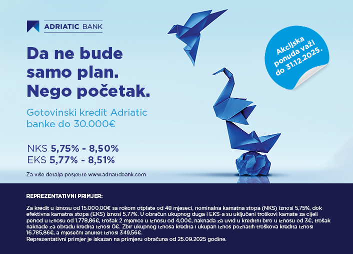 Akcijska ponuda Adriatic Bank: Da ne bude samo plan, nego početak