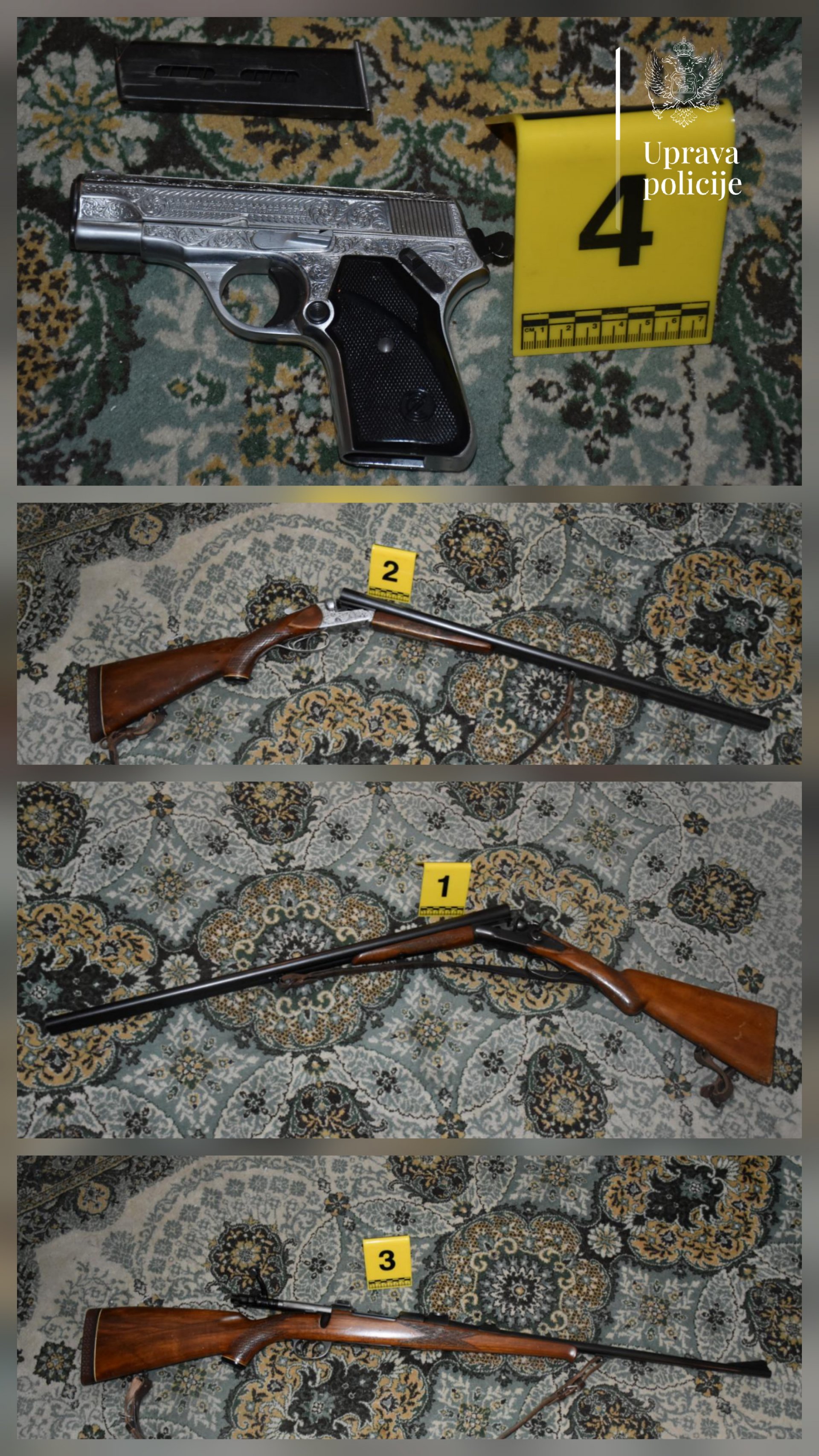 Od Budvanina oduzete tri puške, pištolj, skoro 400 komada municije...