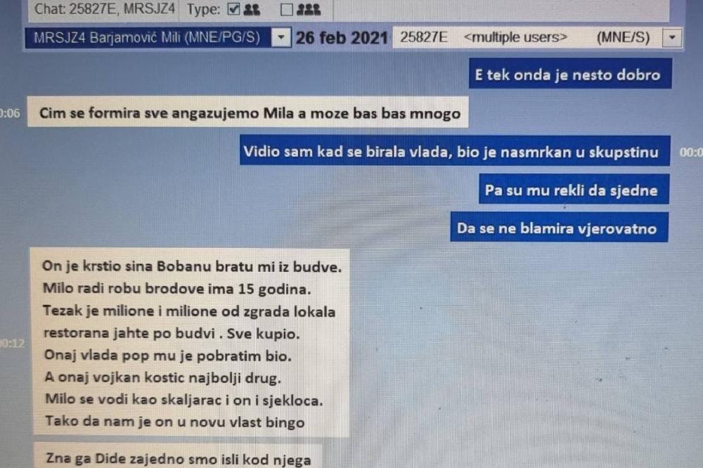 Pripadnici Škaljarskog klana u „SKY ECC“ aplikaciji otkrivaju veze sa predsjednikom Opštine Budva: Milo radi robu, težak je milione...