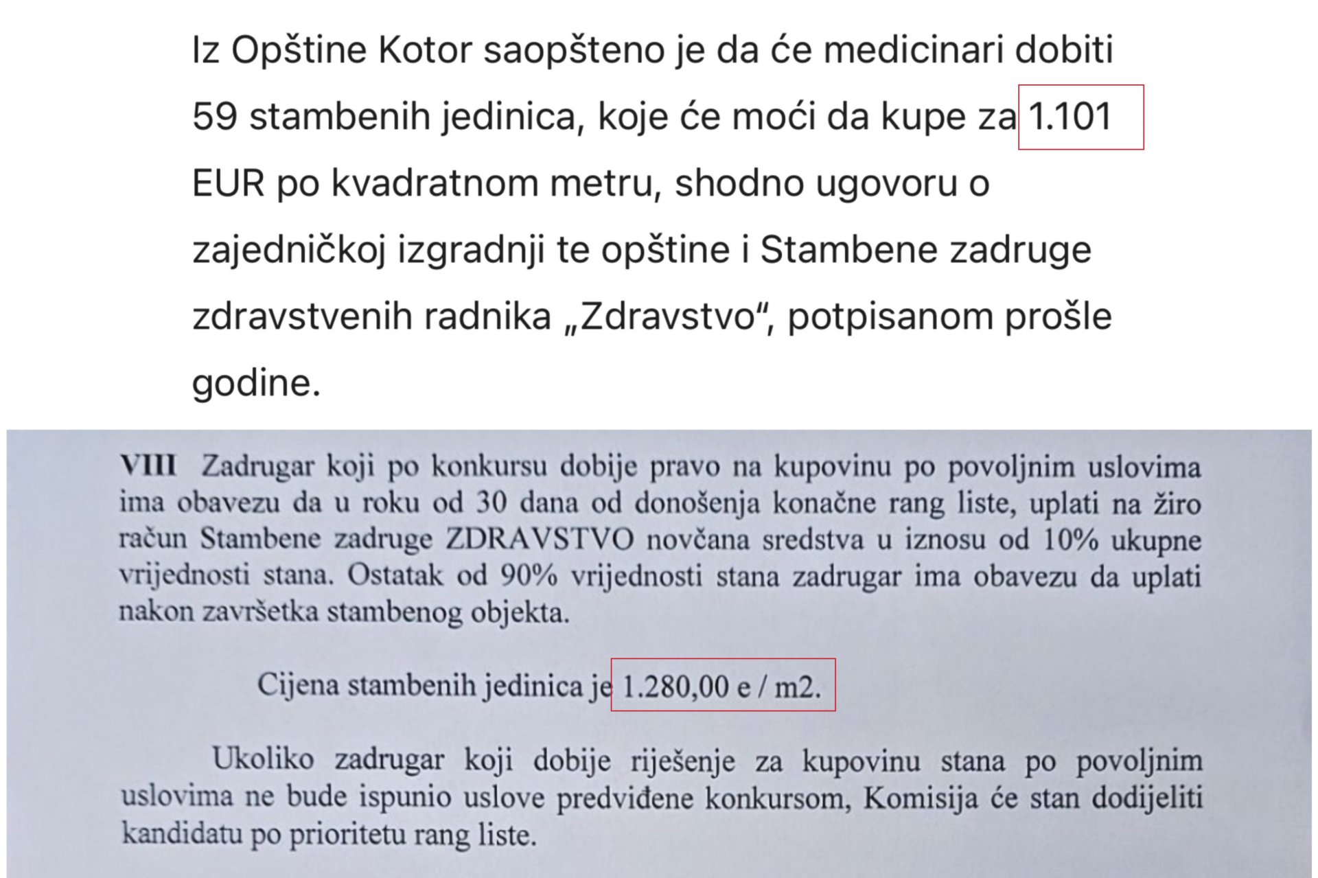 Medicinarima pred izbore obećali kvadrat za 1.101 euro, pa ponudili za 1.280 eura
