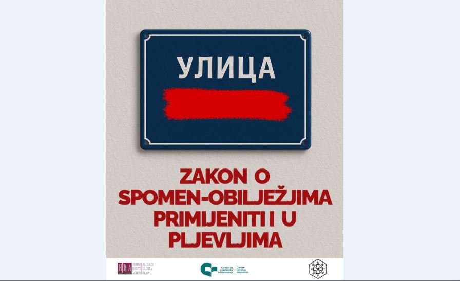 HRA, CGO i ANIMA: Nezakonito preimenovanje ulica u Pljevljima produbljuje podjele i glorifikuje ratnu prošlost