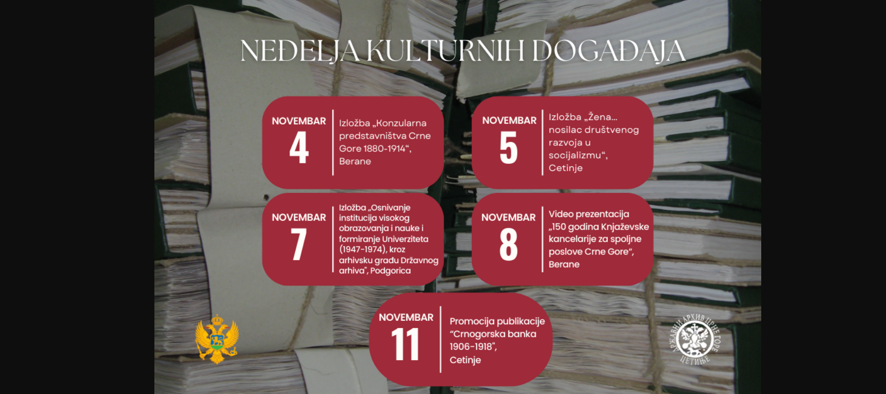 Neđelja kulturnih događaja koji promovišu istorijsko i društveno nasljeđe Crne Gore