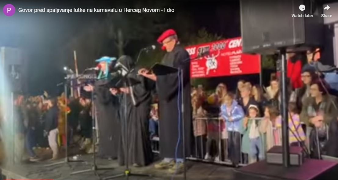 Sramni govor pred spaljivanje lutke na karnevalu u Herceg Novom: "Ovaj dželatov šegrt, produkljanski Grk"