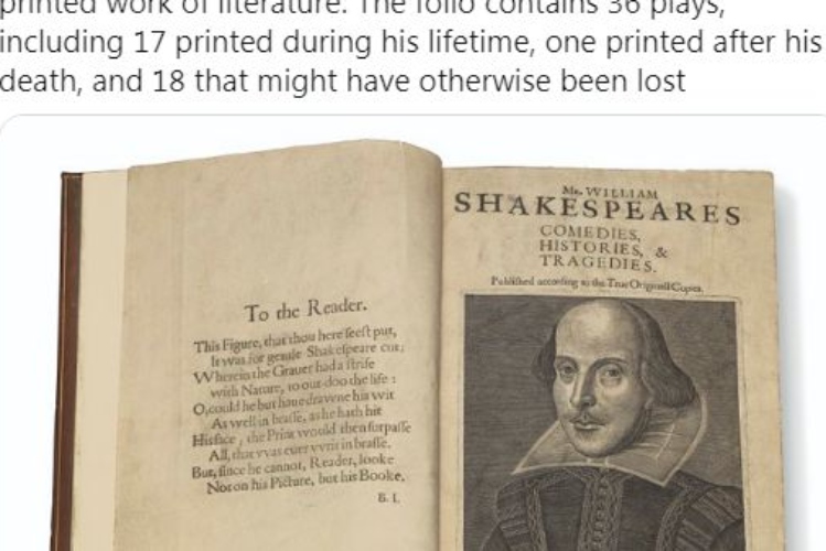 Prva kolekcija Šekspirovih drama prodata za 10 miliona dolara