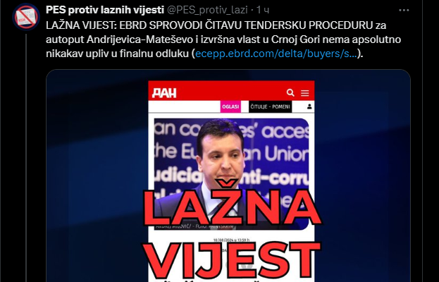 Stranica "PES protiv lažnih vijesti" demantuje MIlovića, on odgovara: Neka što premijer Spajić laže, nego i njegov profil "protiv" laži laže