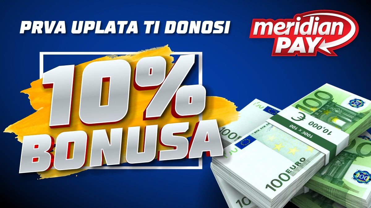 Praznično raspoloženje se nastavlja – 10% bonusa na prvu uplatu putem MeridianPay-a