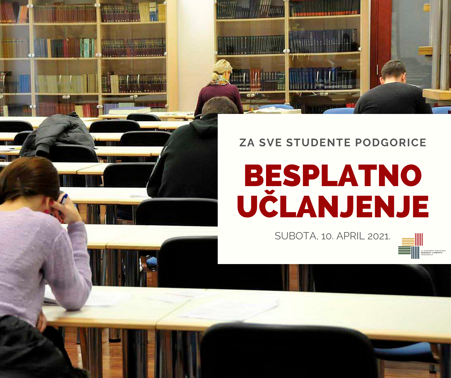 Narodna biblioteka Radosav Ljumović: Besplatno učlanjenje za studente