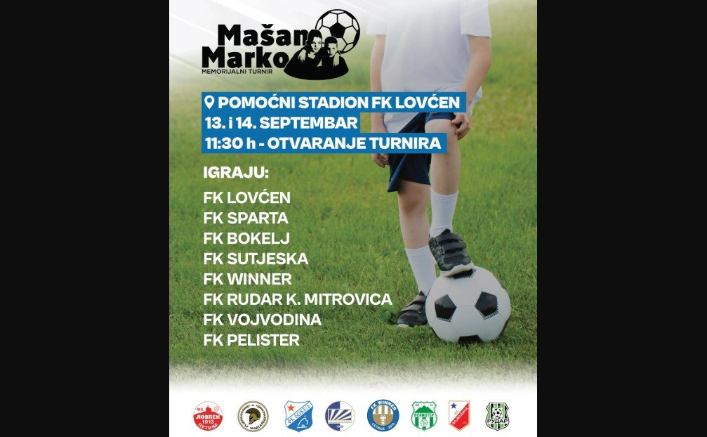 Memorijalni turnir “Mašan i Marko” 13. i 14. septembra na Cetinju