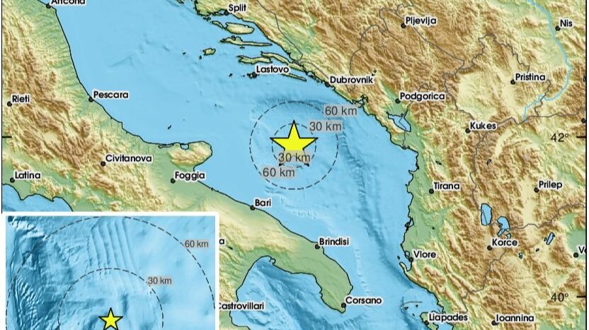Jak zemljotres pogodio Jadransko more na 150 km od Podgorice