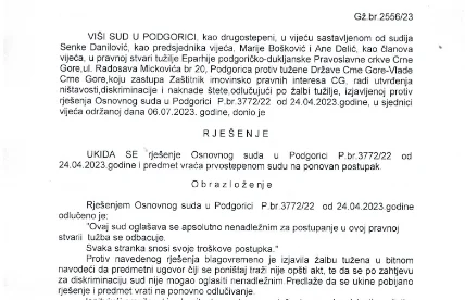 Eparhija Podgoričko-dukljanska: Prva mala pobjeda na putu poništenja Temeljnog ugovora
