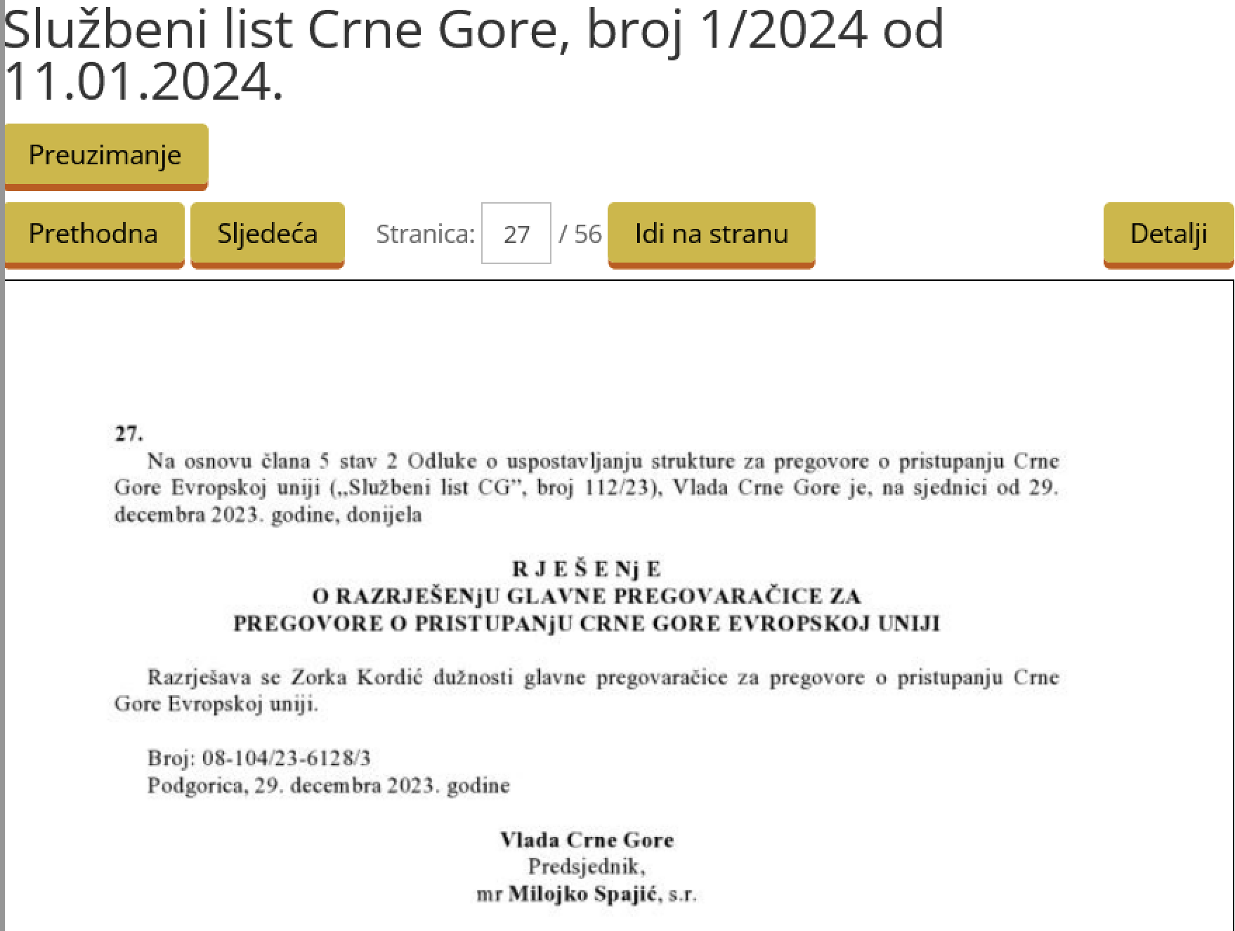 CGO: Kordić razriješena kao glavna pregovaračica krajem decembra, ko je odgovoran?