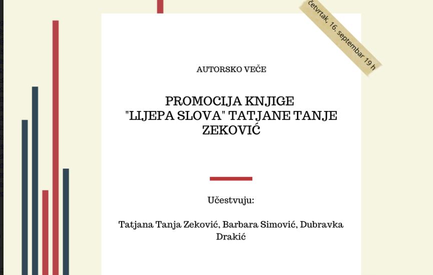 Autorsko veče Tatjane Zeković u podgoričkoj biblioteci