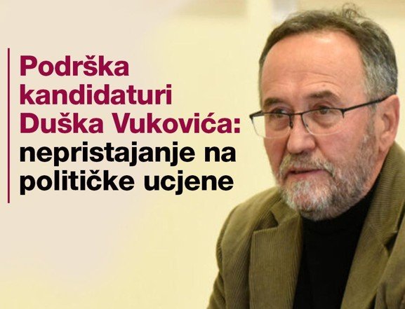 NVO i građanski aktivisti: Podrška kandidaturi Duška Vukovića za člana Savjeta AMU