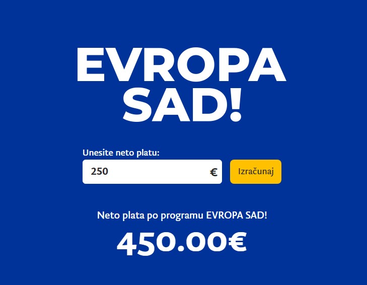 MFSS objavilo kalkulator: Građani mogu da izračunaju kolika bi im bila zarada ako se usvoji Evropa sad