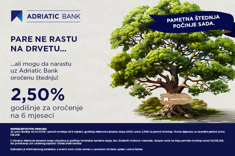 Akcijska ponuda u Adriatic Bank: Pametna štednja koja donosi sigurnu zaradu