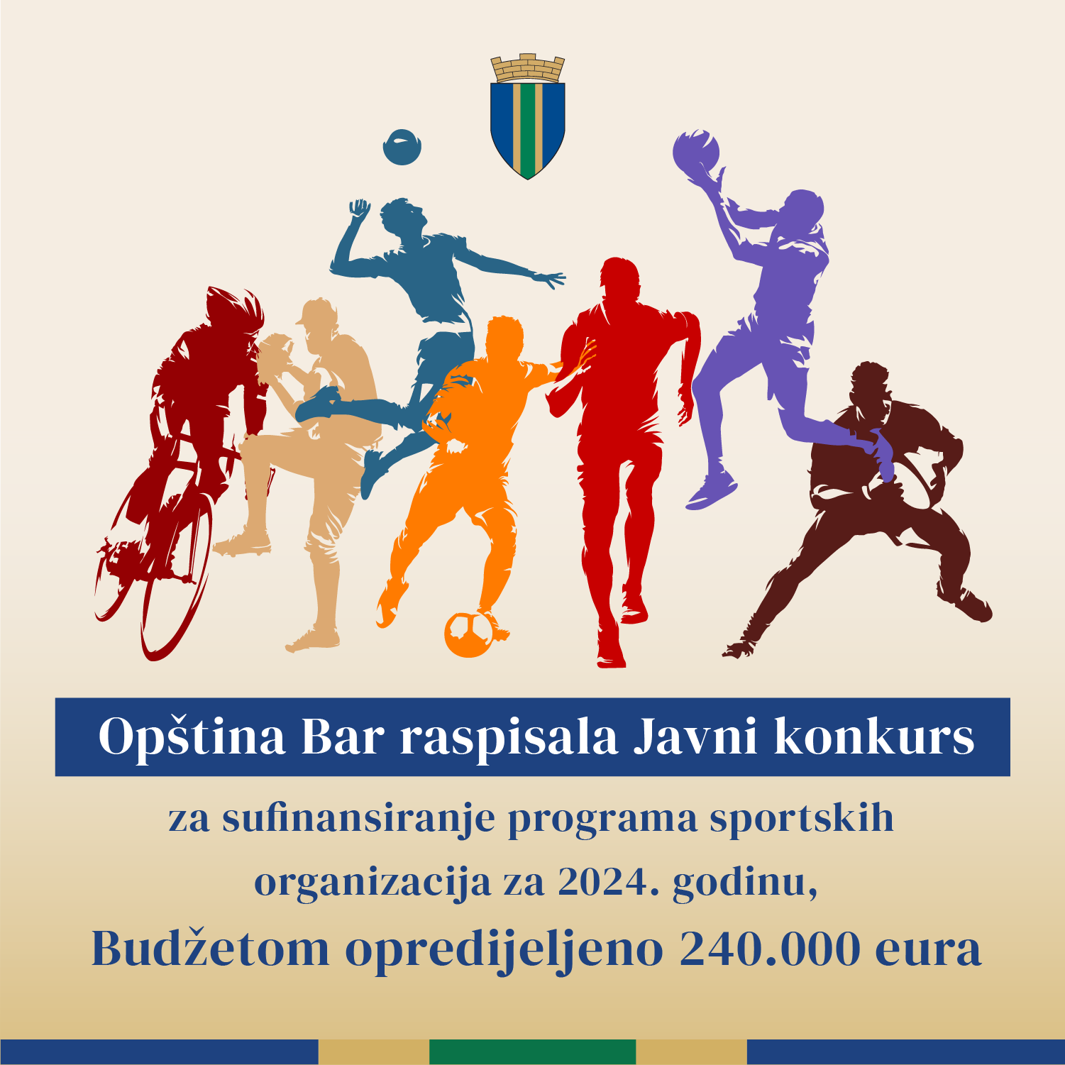 Opština Bar raspisala Javni konkurs za sufinansiranje programa rada sportskih organizacija za 2024.