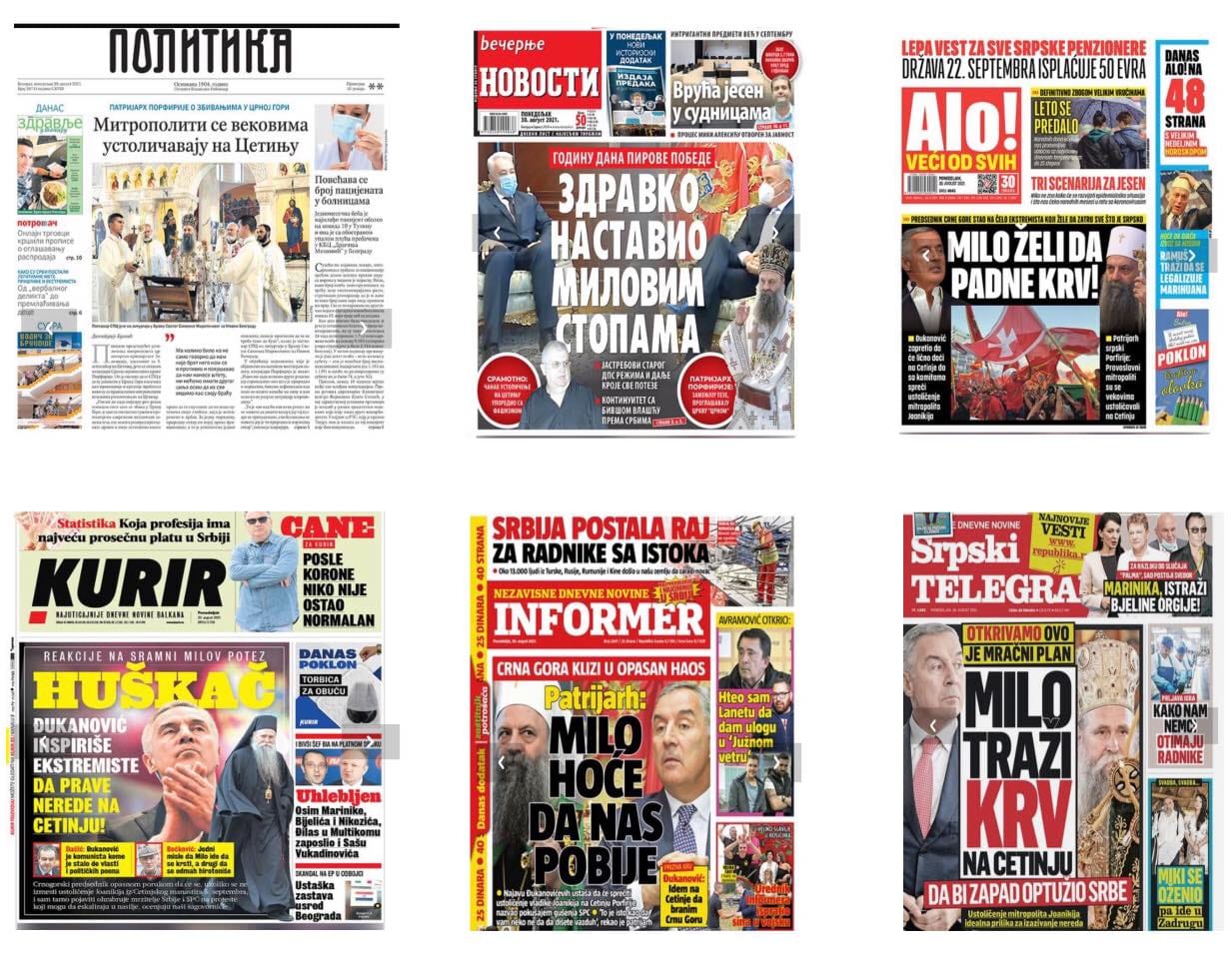 DPS: Zvanična Srbija, njihova crkva i mediji da ne dižu tenzije u Crnoj Gori