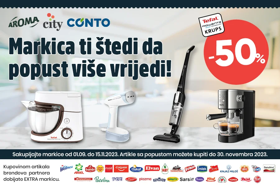 Tefal, Rowenta i Krups proizvodi u Aroma, City i Conto marketima na popustu do 50 odsto