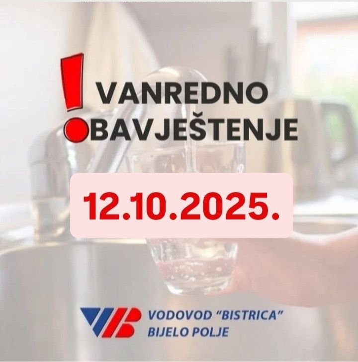 Vodovod Bistrica obavještava potrošače o havariji na pumpnoj stanici