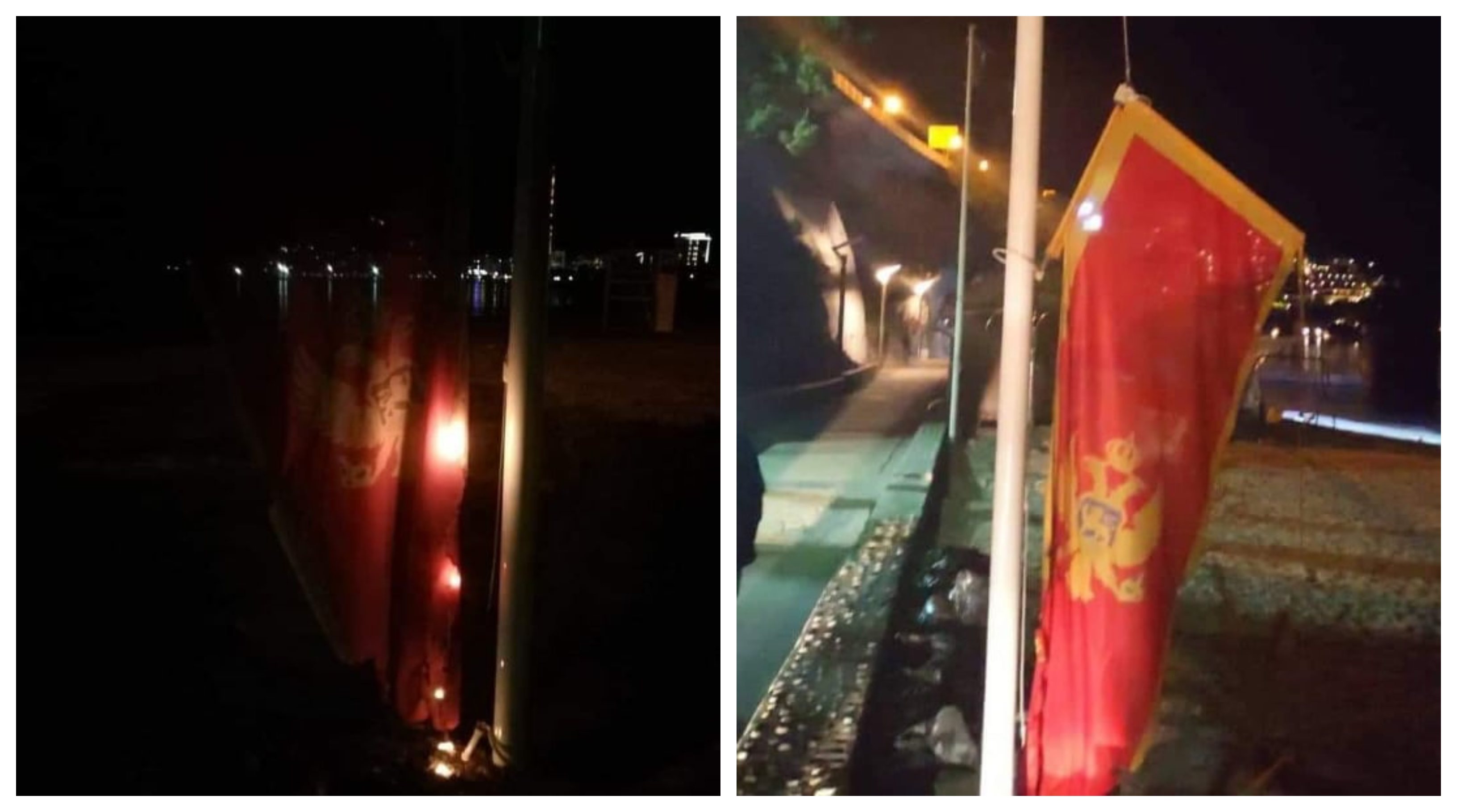 Državo probudi se! Zapaljena crnogorska zastava u Budvi