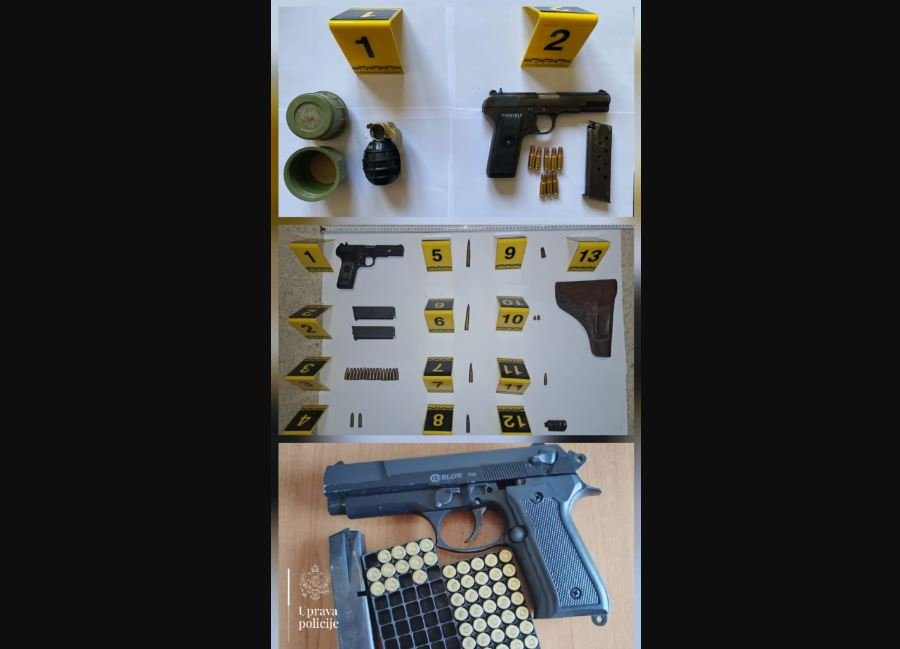 Pretresi u četiri crnogorska grada: Oduzeti pištolji, bomba, vozila...