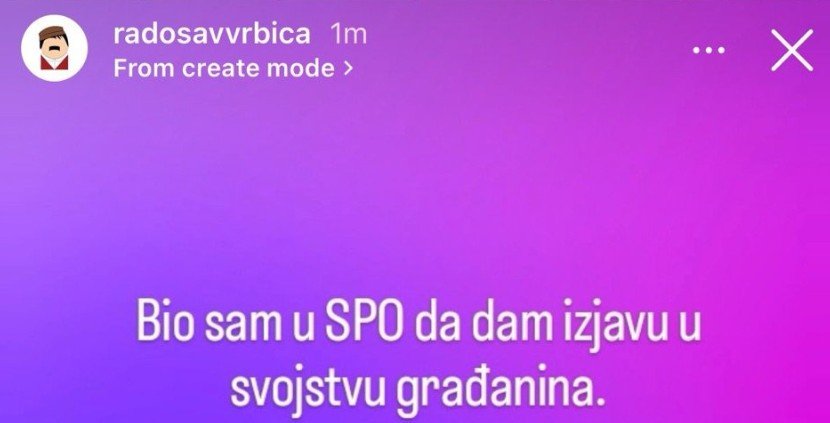 Radosav Vrbica objavio da je danas privođen